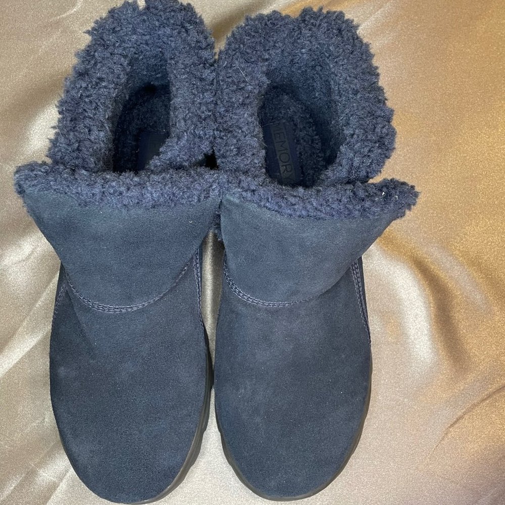 Skechers Blue Suede Ankle Booties, Size 10
